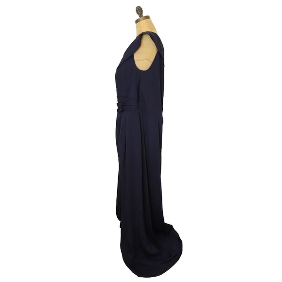 La Femme Surplice Off the Shoulder Column Gown Size 20 Navy Blue NWT B61 - Picture 5 of 6